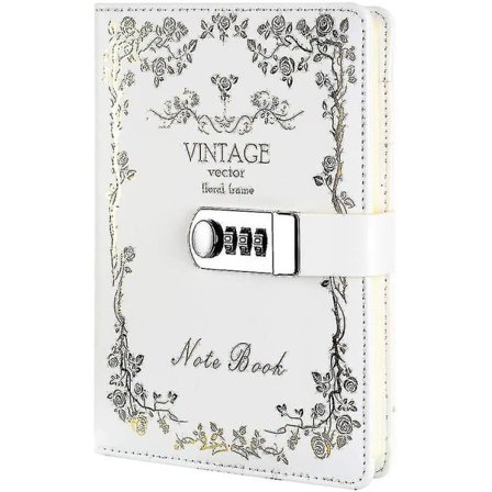 Notisbok med kombinasjonslås - Personlig dagbok med hengelås - PU-lær hemmelig notisbok for kontor, kortpennholder, størrelse 215*150mm gull