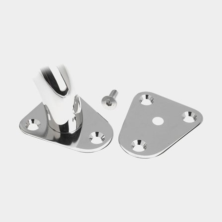 Mounting plate for grab rail Roca, triangular, acid-resistant stainless steel, 63 x 54 mm, with screw, fits grab rail from Roca with Ø25 mm