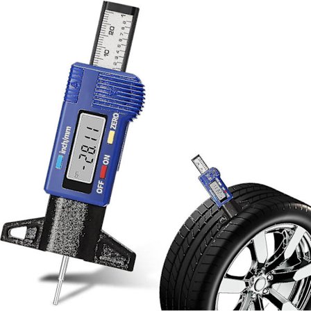 Dækmønsterdybdemåler Digital Dækmønsterdybdemåler LCD-Skærm Dækmønstermåler Blå Dækslitagemåler Digital Dækmønsterdybdemåler Dækmønsterkontrol W