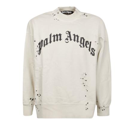 Palm Angels, GD Glittered Logo Sweatshirt Wit, Heren, Maat:S