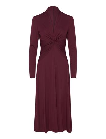 Lauren Ralph Lauren Twist-Front Stretch Jersey Dress Burgundy