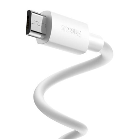 Baseus Simple Wisdom datakabelsett USB til Micro 2,1A (2 stk/sett) 1,5 m hvit