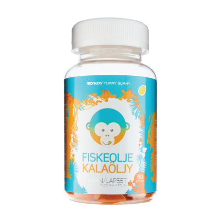 Monkids Fiskeolje Barn, Sitron, 60 stk.