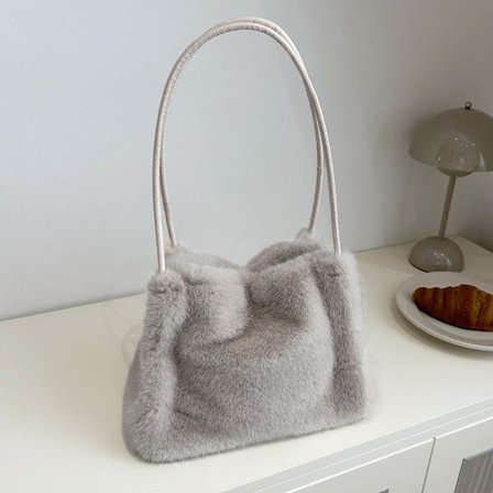 New Korean Style Handbag Plush Shoulder Bag Temperament Capacity Large Bag Shoulder Bag H9Z4