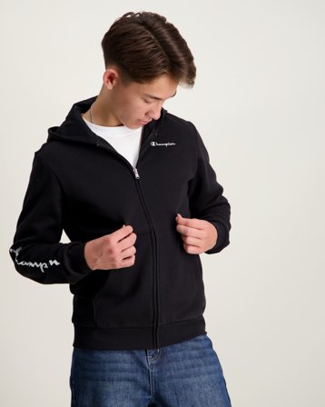 Champion Hooded Full Zip Sweatshirt Czarny Bluzy z kapturem Chłopiec - Kids Brand Store