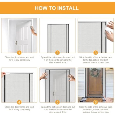 Kattnätsdörr, Nätdörr för Hundar, Katter, Myggor, Kattgrind med Dragkedja Ingen Rymning 90*200