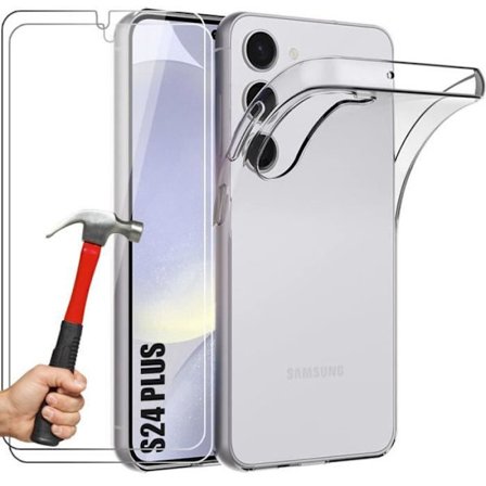 Coque en silicone - BOOLING - för Samsung Galaxy S24 Plus - Ultra transparent - Stötskydd - 2 härdade glas