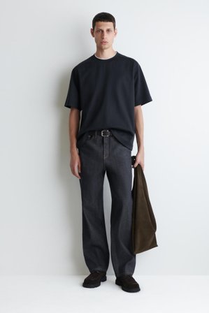 COS Men's T-Shirt Oversize Effetto A Strati In Interlock in Blu