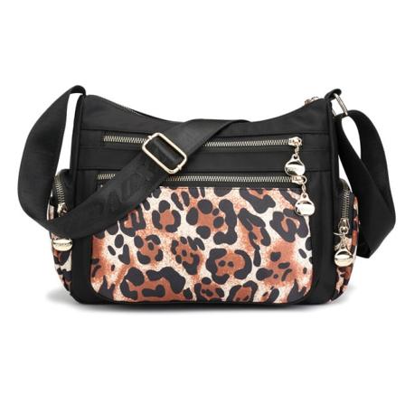 Dam handväska Printed liten canvasväska Enkel axelväska Brown leopard