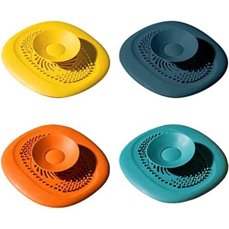 (10×10.5×2cm) 4-pak Silikoneafløbsplugs, Universal Badekarsprop til Badekar, Beskyttende Filter til Gulv, Vaskerum