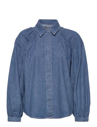 Blouses Denim Långärmad Skjorta Blå Esprit Collection