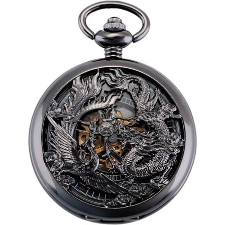 Antik mekanisk lommeur Lucky Dragon & Phoenix (Bedste Wi