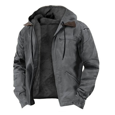 Herre Casual Hættebomuldsjakke med Fleecejakke Lilla