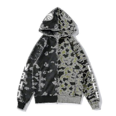 Herre hettegenser Camo Loose Zipper Jacket Sweatershirt For Herre Boy vY