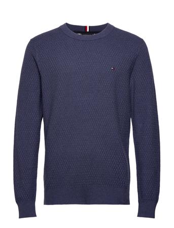 Cross Structure Crew Neck Neulepaita Pyöreä Kaula-aukko Sininen Tommy Hilfiger