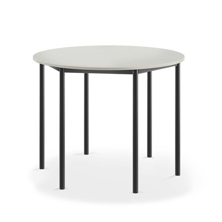 Desk BORÅS, round, Ø 1200x900 mm, grey laminate, anthracite