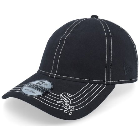 New Era - Chicago White Sox Contrast Stitch 9TWENTY Oak Black Dad Cap Unconstructed Black Cap - MLB @ Hatstore