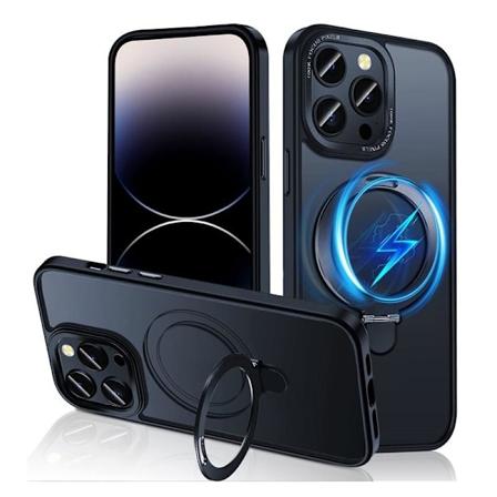 iPhone 14 Pro Iskunkestävä Magsafe-suojus Nordcell -jalustalla Black