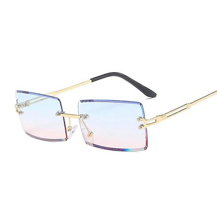 Rimless firkantede solbriller menn merke designer rektangel gradient solbriller metall skjærende linse mannlige nyanser Oculos De Sol