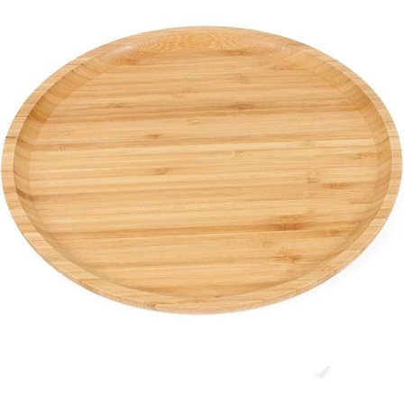 Bambuserveringbricka 10 tum Bambu Rund Platta Bröd Kaffe Te Bricka Fruktbricka Bricka