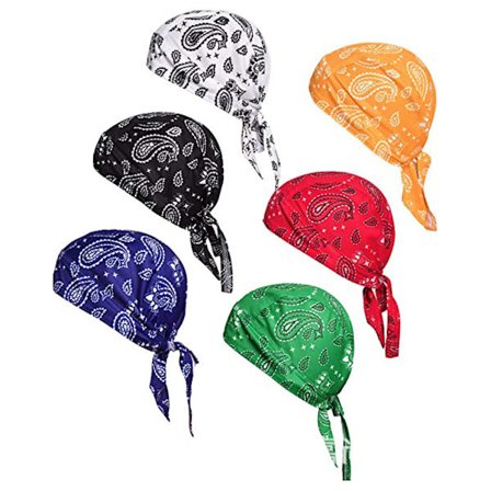 6 kpl Hikiä siirtävää Doo Rag -viilentävää Dew Rag -kypäränvuorta, suuri moottoripyörän Do Rag -pääpanta, päähuivi, pääkallolakki miehille ja naisille