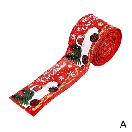 Yishi Christmas Ribbon Merry Christmas Tree And Truck Printed Wi