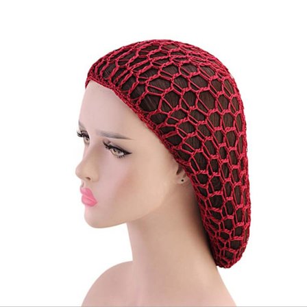 Womens Mesh Hårnät Virkad Cap Enfärgad Snood Sova Nig Black