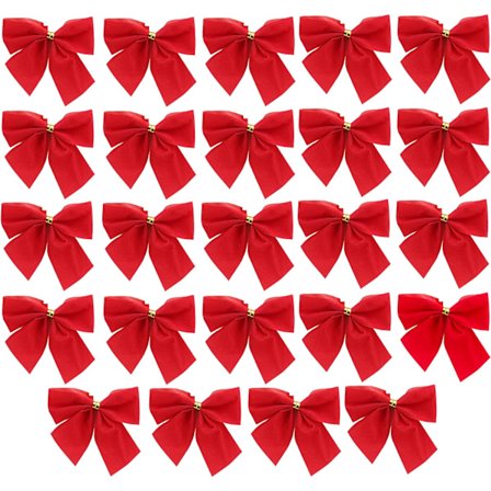 24 st röda sammetsband rosetter - Julgransdekoration - Present