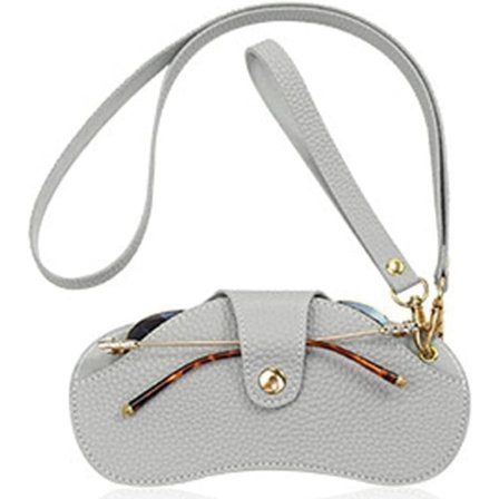 Fodral Semi-hårt runt halsen Fäst lock Glasögonfodral Läder Solglasögonfodral Hållare Läs hållare, Grå