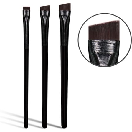 Vinklede Eyelinerbørstesett, 3-pakning Skrått Øyenbrynsbørstesett, Ultra Fine Flat Eyeliner Sminkebørstesett, Premium Vinklet Bryn-børste, 