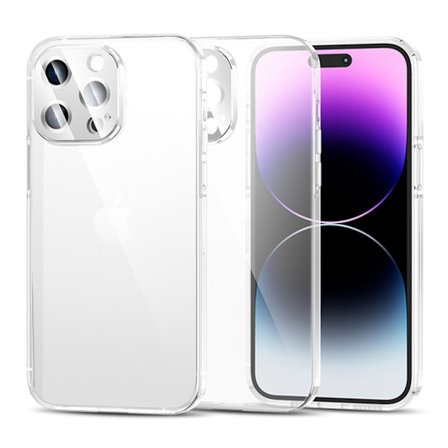 För Iphone 14 Pro Max Klart phone case Tpu+pc Stötsäkert cover med kameralinsskydd