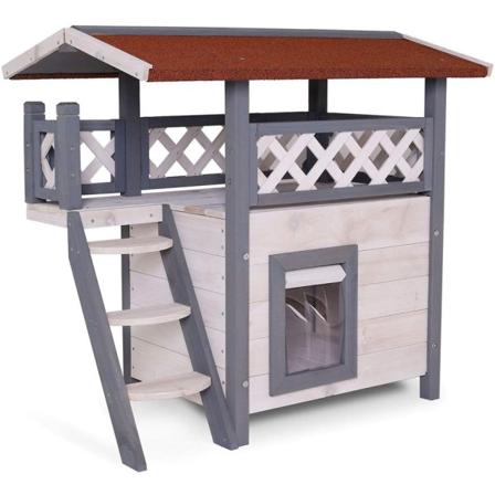 Lodge Cat House (wood, 77 X 50 X 73 Cm) Grey-white