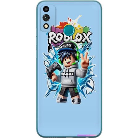 Kompatibelt Mobilskal till Honor Honor 9X Lite Färgstark Roblox-karaktär med handkontroll och energifylld splash art design, perfekt för barnrum oc