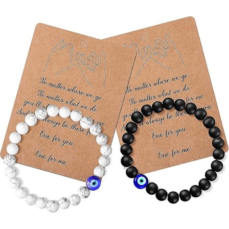 2 stycken pärlor hans och hennes par armband ömsesidig attraktion relationsarmband onda ögon armband justerbara matchande pinky löfte armband V