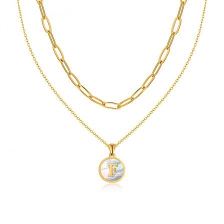 Flerskiktat halsband för kvinnor och flickor | Halsband med lager av gemkedjor | Halsband med berlock i form av en skiva | Fashion Jewelry