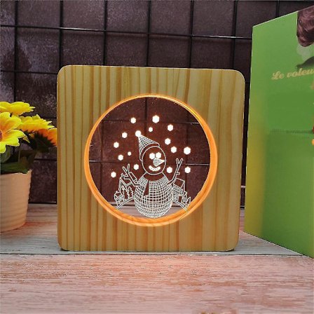 Lumiviehkari LED-yövalo Massiivisesta Puusta Lämmin Valo Ystävänlahja