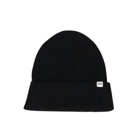 Wood Wood, Luca Lambswool Beanie Zwart, unisex, Maat:ONE Size