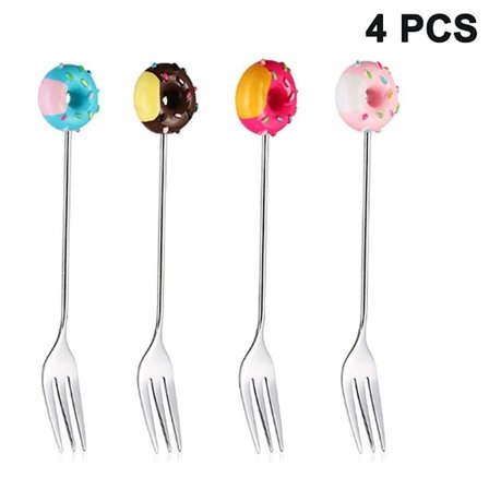 4-osainen jälkiruokalusikka, minikakkuhaarukka, ruostumattomasta teräksestä valmistettu hedelmähaarukka, salaattihaarukka KLB:lle