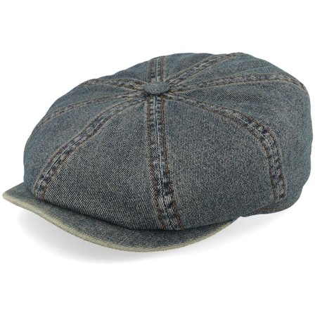 Stetson - Black - flatcap - Cap - Hatteras Denim Used Denim Flat Cap - Hatstore
