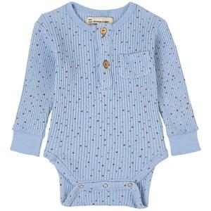 Piupiuchick Printed Ribbed Baby Body Light Blue 12 Months - All in ones - 12 months - Blue
