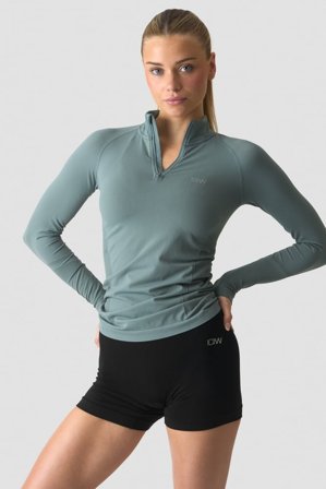 Define Seamless 1/4 Zip Grey/Green