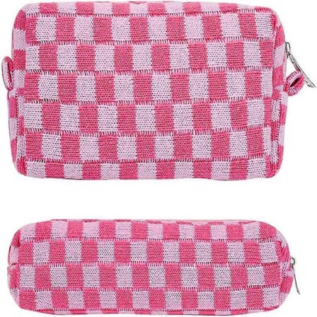2 stk. ternede kosmetiktasker penalhus bærbar rejse toilettaske ternede penalhuse makeupbørster opbevaringspose papirorganisator