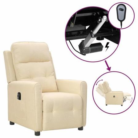 Vidaxl Reclinerfåtölj Med Elektrisk Gräddvit Tyg Kräm