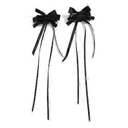 Stilfulde Hængeøreringe med Sløjfe i Livlig Farve, Bærbare til Trendy Damer, der Søger Elegance og Individualitet Sort (Sort)