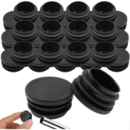30 Stycken Stolsbensskydd, 30mm Plastlock Plastplugg för Stålrör, Bord, Stolar, Käppar, Stolsbuffert (Svart)