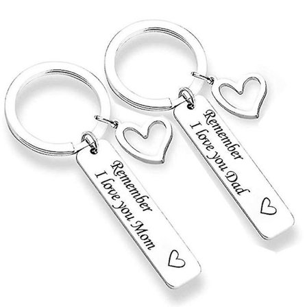 2 stk. Nøgleringe Tag Graveret Jeg Elsker Dig Mors Dag Fars Dag Gave Fra Datter Og Søn Nøglekæder