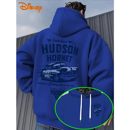 Herre Efterårshættetrøje med Lynet McQueen Racer-mønster Pullover Løs Hættetrøje en Fødselsdagsgave til Biler Filmfans