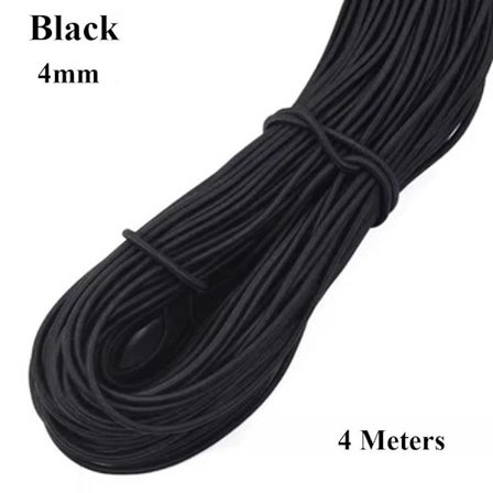 /EA/Sterkt Elastisk Tau Gummistrikk SVART 4MM - Direkte Salg Svart 4mm Svart