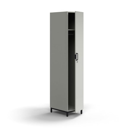 Lockable wardrobe QBUS, with clothes rail, leg frame, 2020x400x570 mm, black, light grey