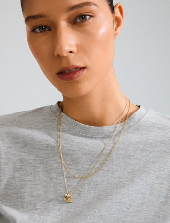 Pilgrim Between Necklace 2-In-1 Gold-Plated - Gold - ONE SIZE